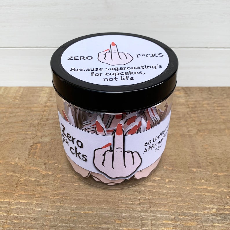 Middle Finger Swear Affirmation Cards Jar