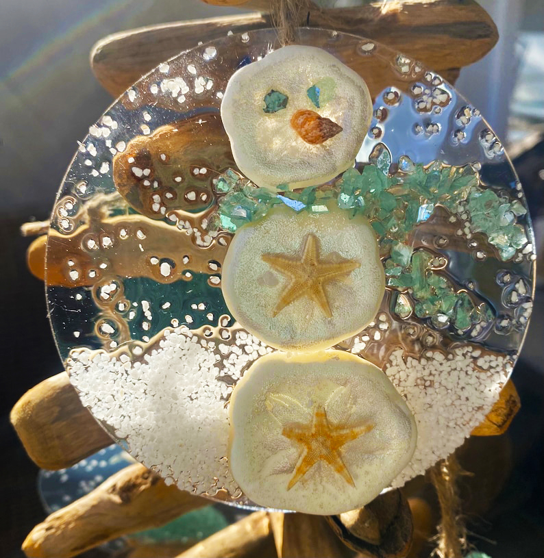 Coastal & Snowman Themed Christmas Ornament 