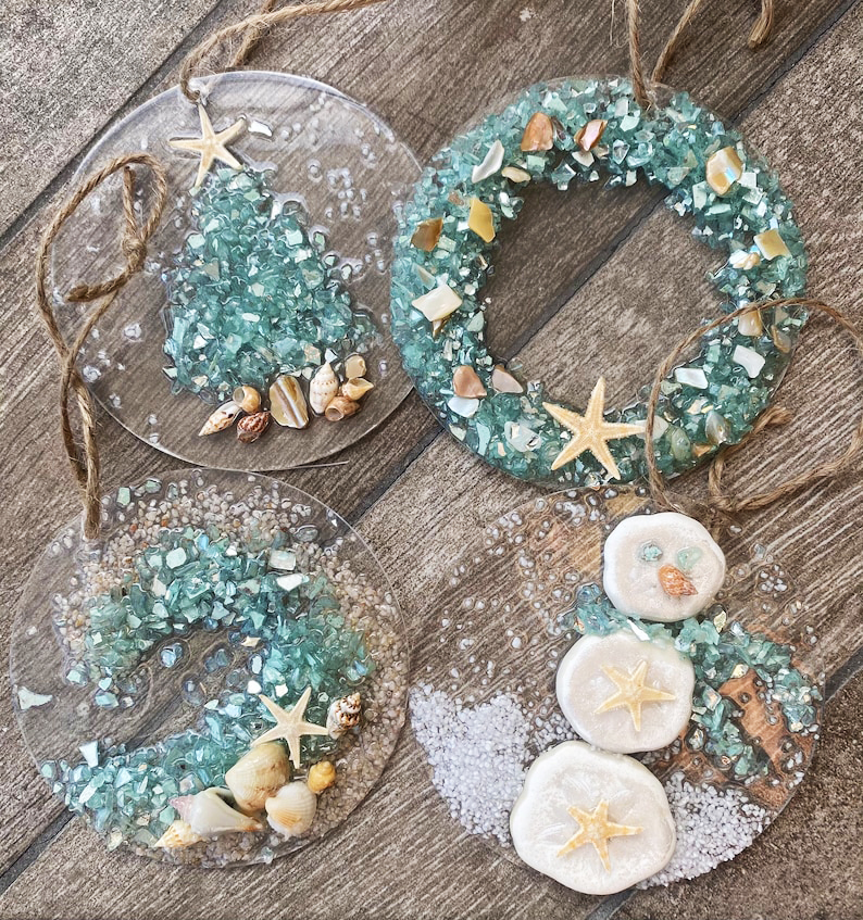 Coastal & Snowman Themed Christmas Ornament 