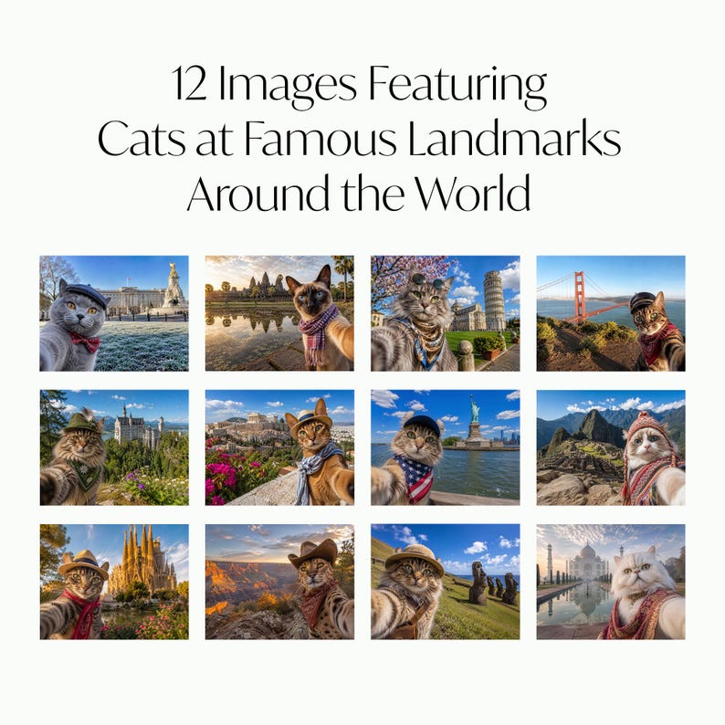 2027 Cat Around the World Funny Calendar