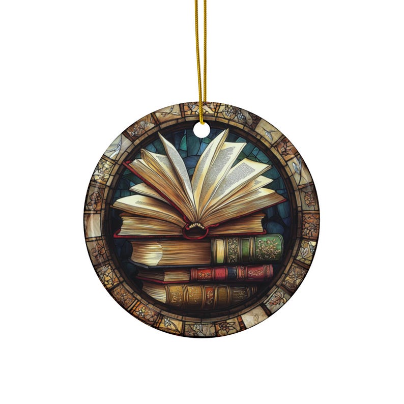 Vintage Books Stained Glass Ornament