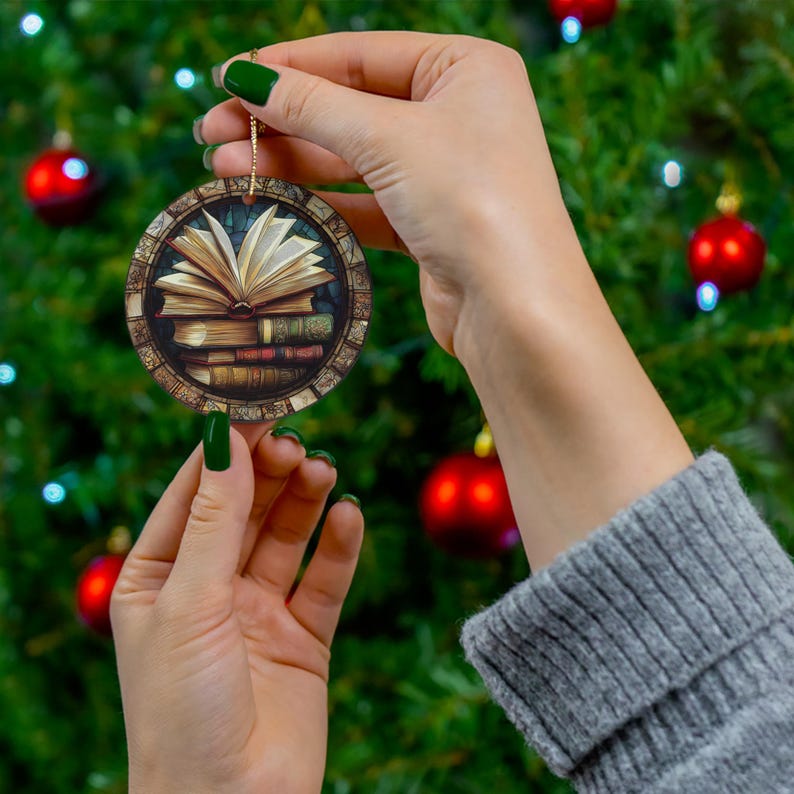 Vintage Books Stained Glass Ornament