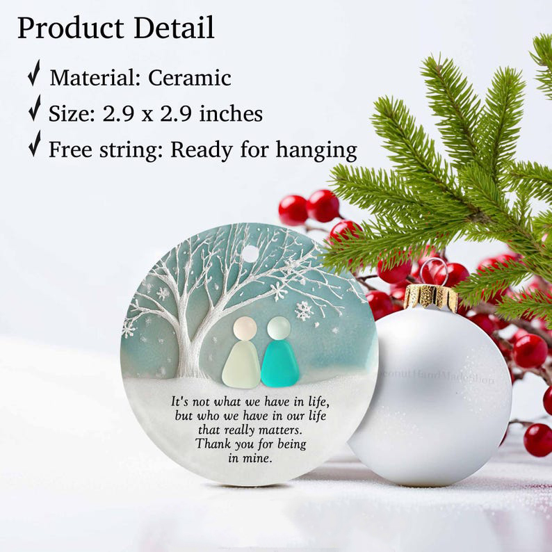 Friendship Sea Glass Ceramic Ornament