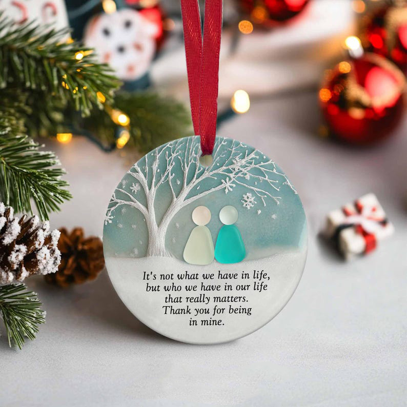 Friendship Sea Glass Ceramic Ornament