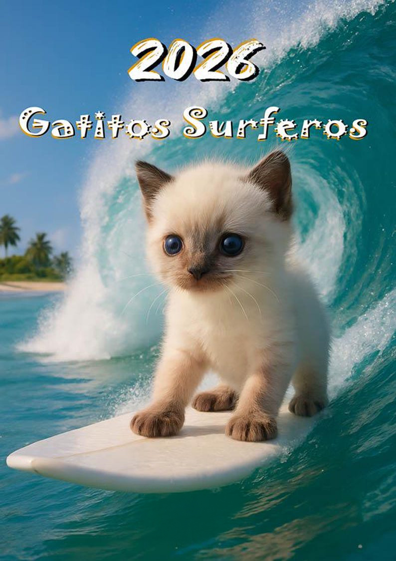 Surfer Kittens 2026 Cat Themed Calendar