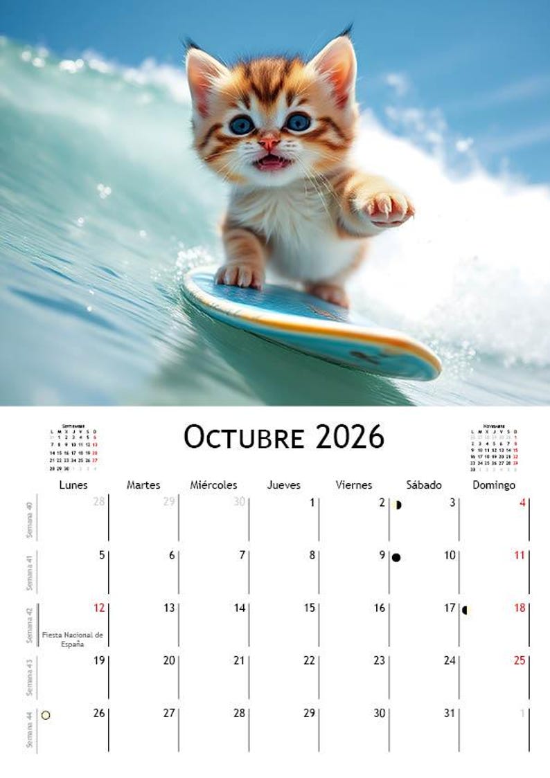 Surfer Kittens 2026 Cat Themed Calendar
