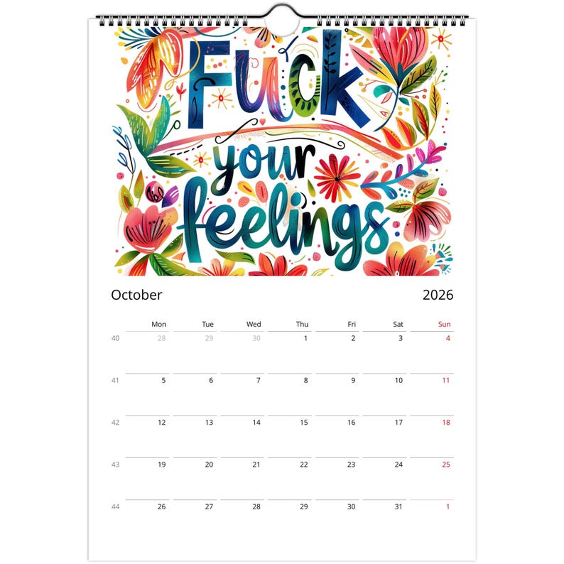 2026 Hilarious Swear Word Wall Calendar