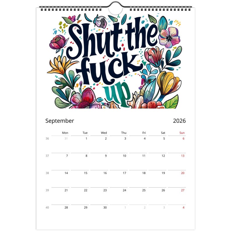 2026 Hilarious Swear Word Wall Calendar