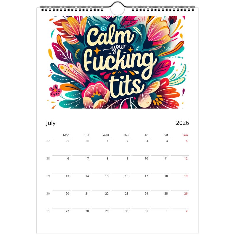 2026 Hilarious Swear Word Wall Calendar