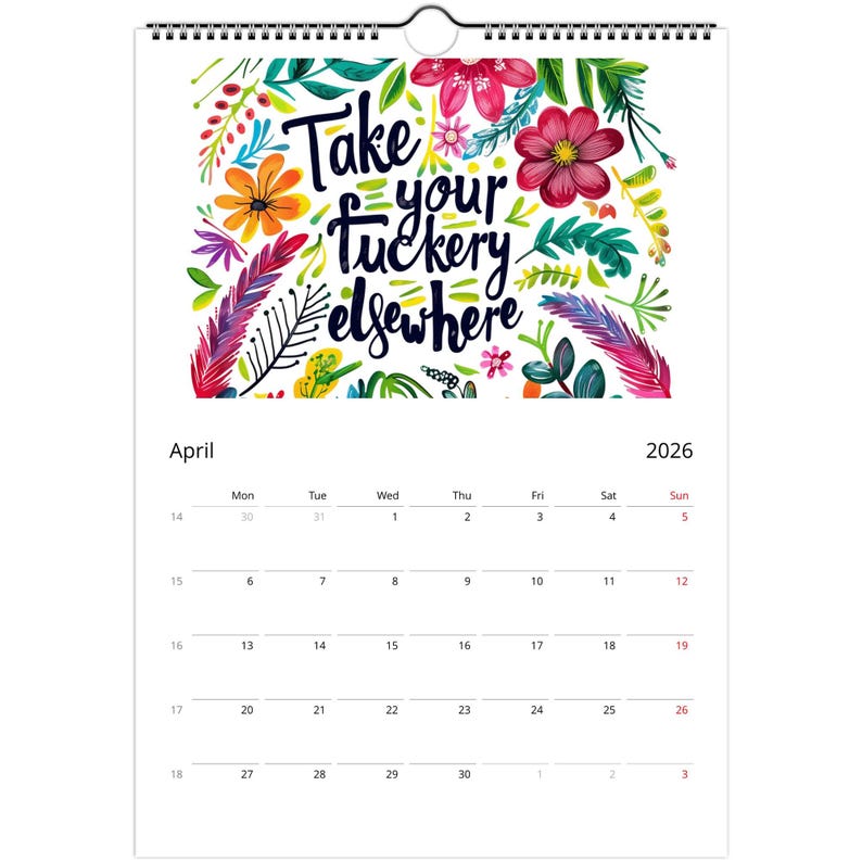 2026 Hilarious Swear Word Wall Calendar