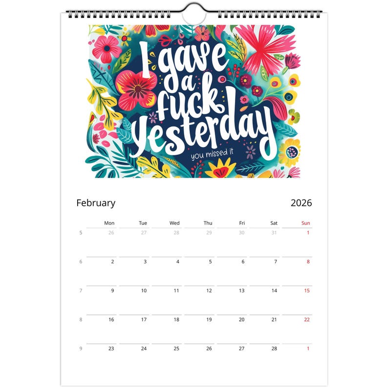 2026 Hilarious Swear Word Wall Calendar