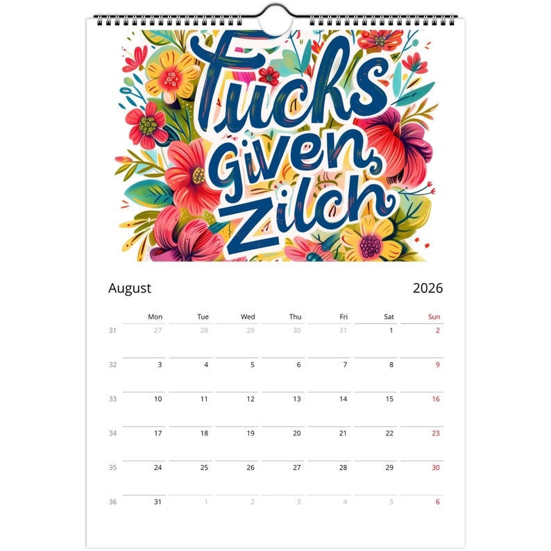 2026 Hilarious Swear Word Wall Calendar