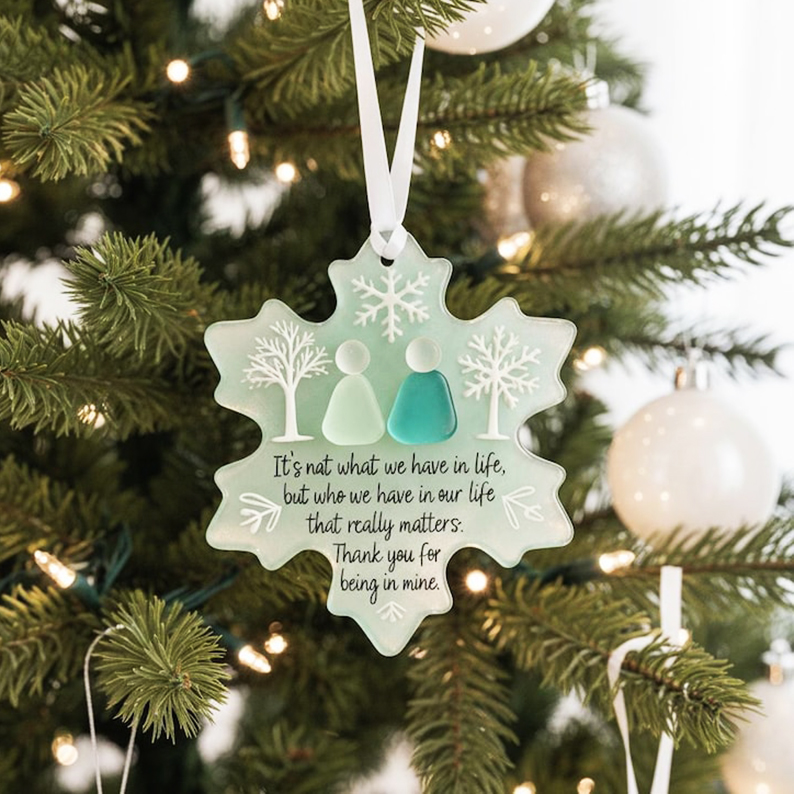 Snowflake Sea Glass Friendship Ornament