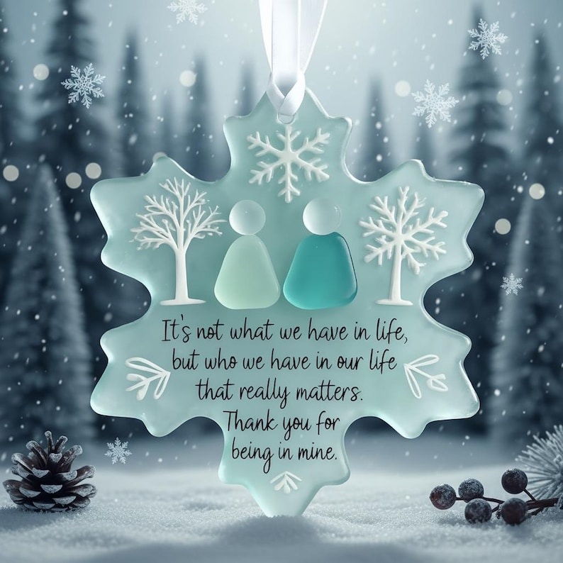 Snowflake Sea Glass Friendship Ornament