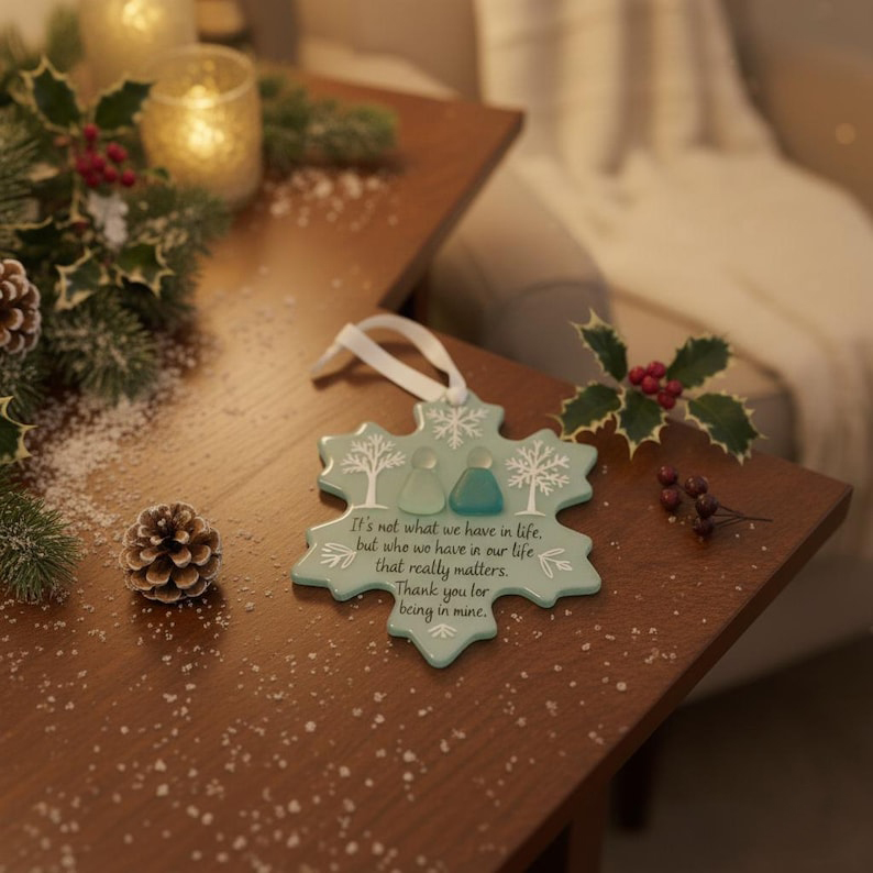Snowflake Sea Glass Friendship Ornament