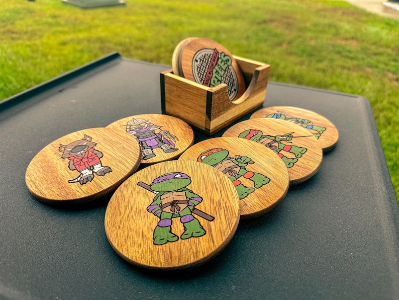 Hand-Painted Teenage Mutant Ninja Turtles Wooden Coasters
