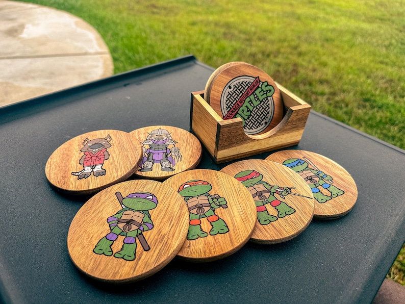 Hand-Painted Teenage Mutant Ninja Turtles Wooden Coasters