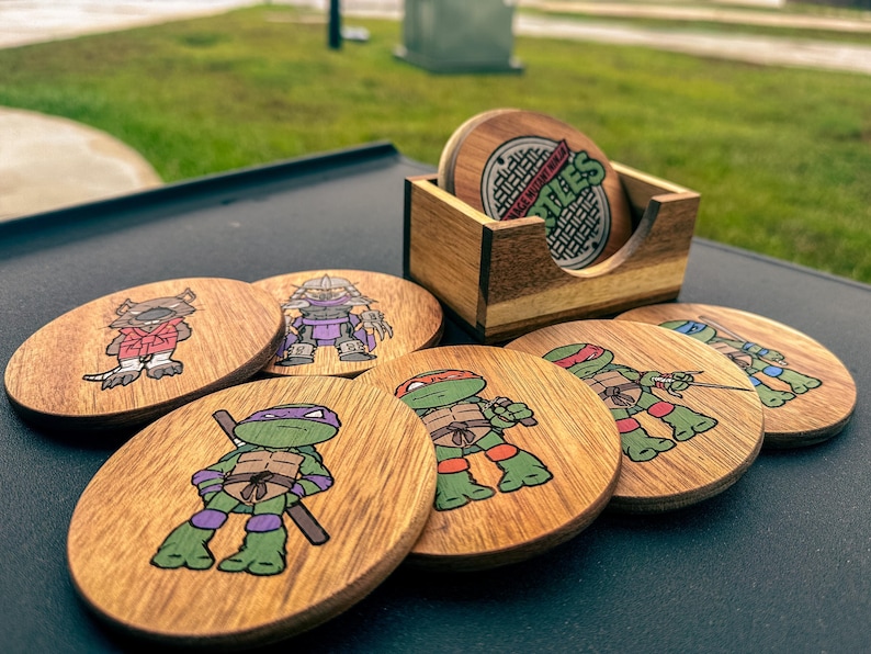 Hand-Painted Teenage Mutant Ninja Turtles Wooden Coasters