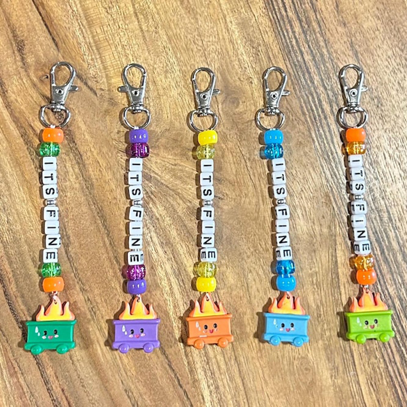 Happy Dumpster Fire Charm for Badge Reel & Keychain