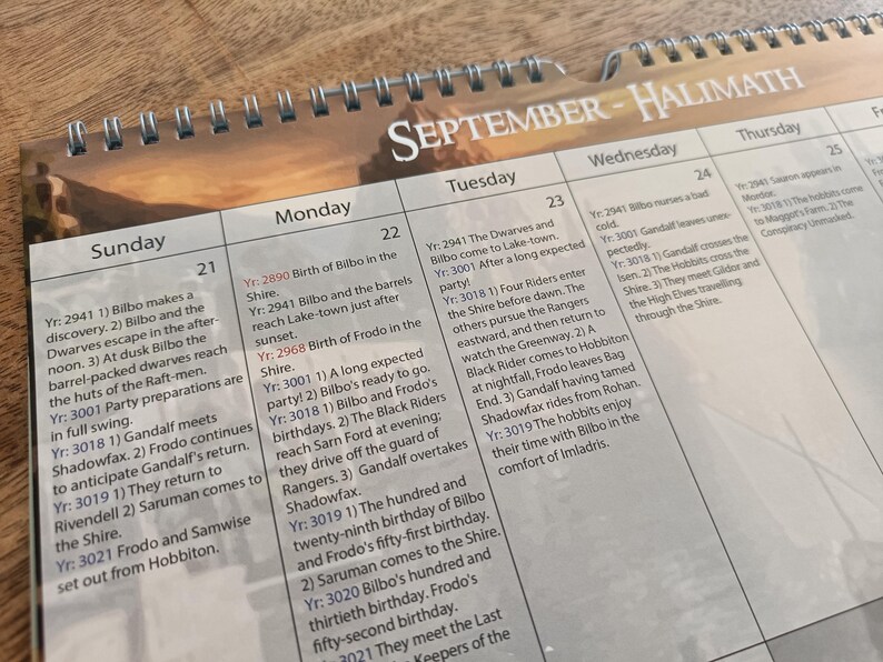 Today in Middle-earth 2026 Calendar LOTR & Hobbit Event Tracker