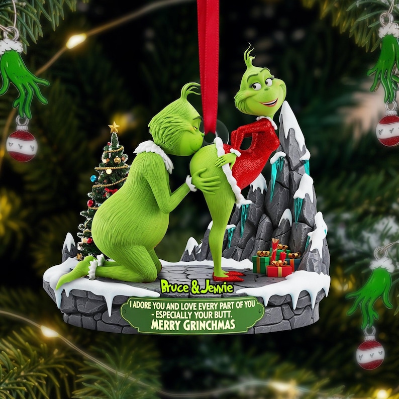 Personalized Green Monster Couple Gag Ornament