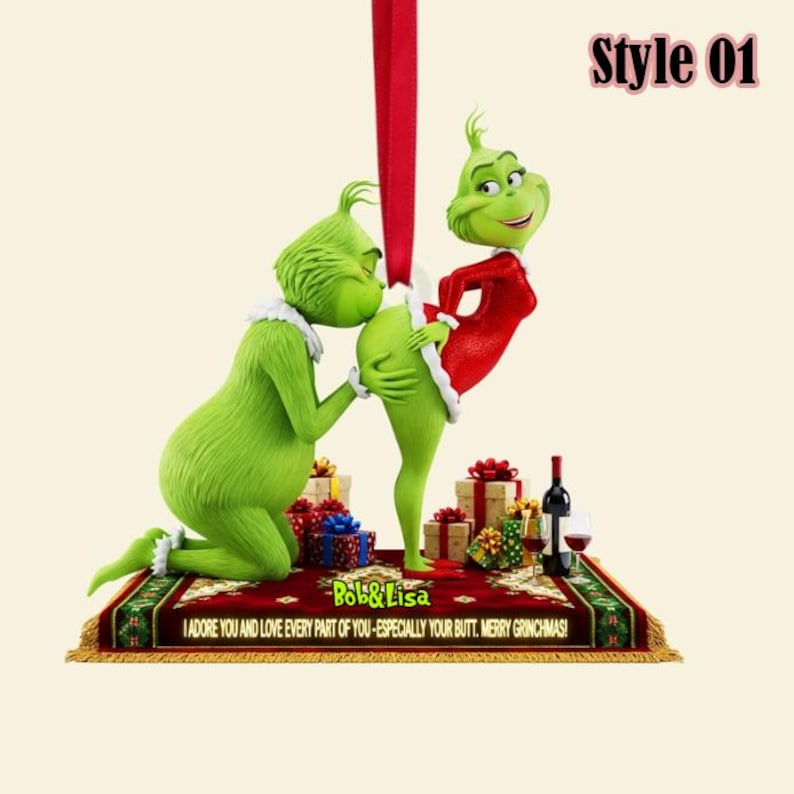 Personalized Green Monster Couple Gag Ornament