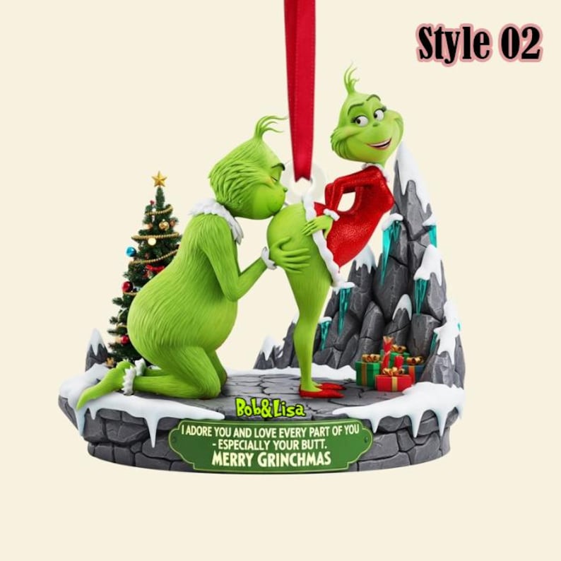 Personalized Green Monster Couple Gag Ornament