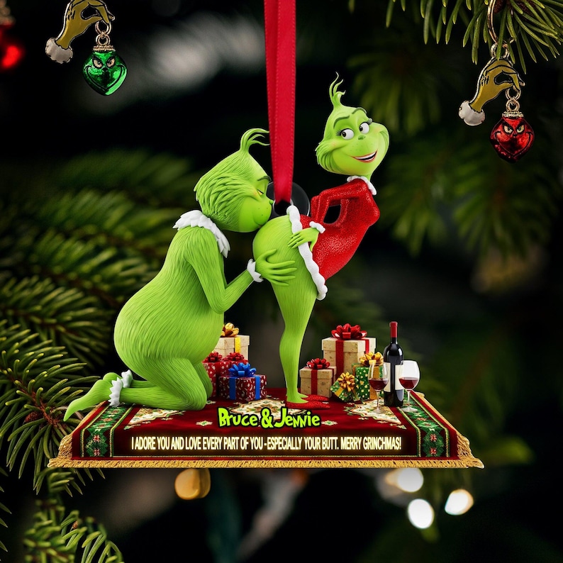 Personalized Green Monster Couple Gag Ornament