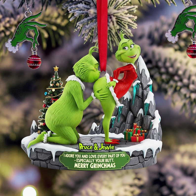Personalized Green Monster Couple Gag Ornament