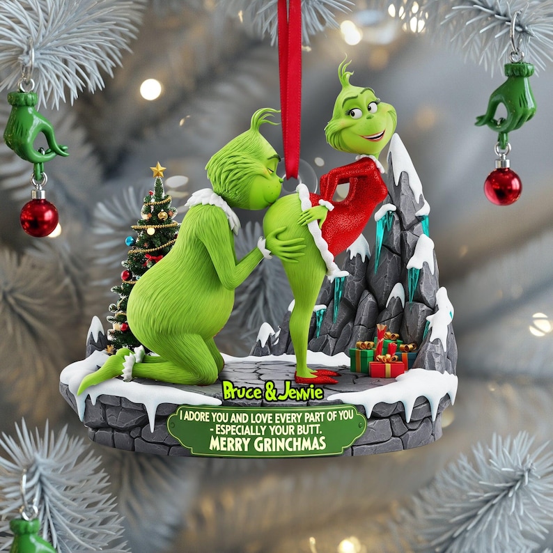 Personalized Green Monster Couple Gag Ornament