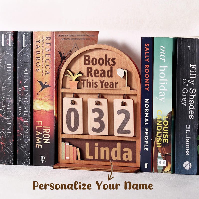 Personalized Wooden Book Read This Yeaer Tracker