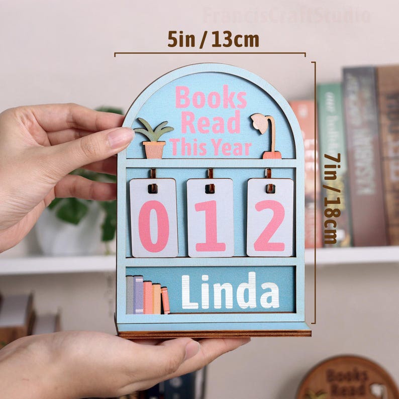 Personalized Wooden Book Read This Yeaer Tracker