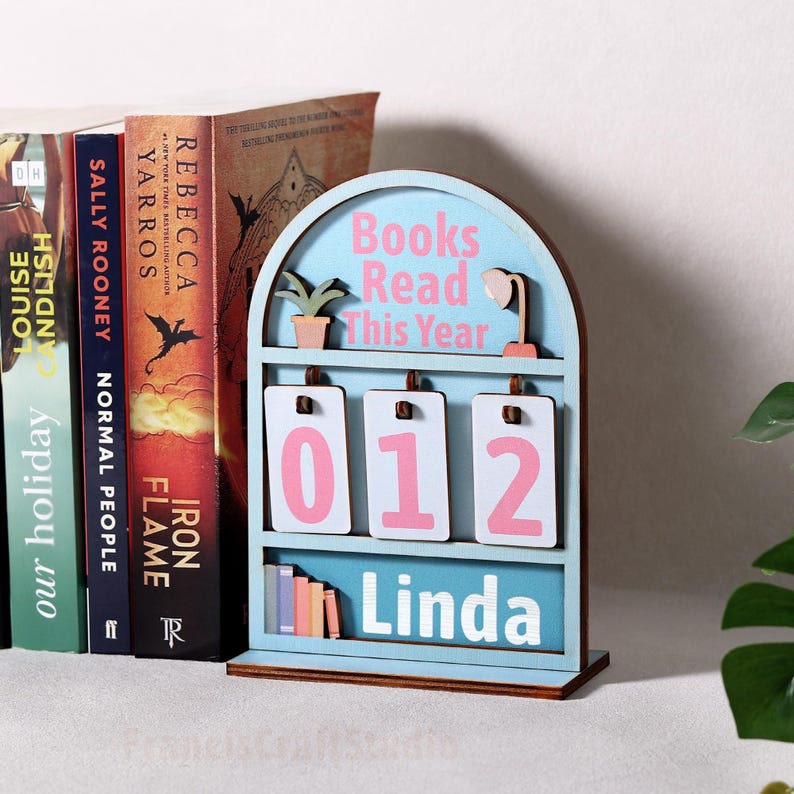Personalized Wooden Book Read This Yeaer Tracker