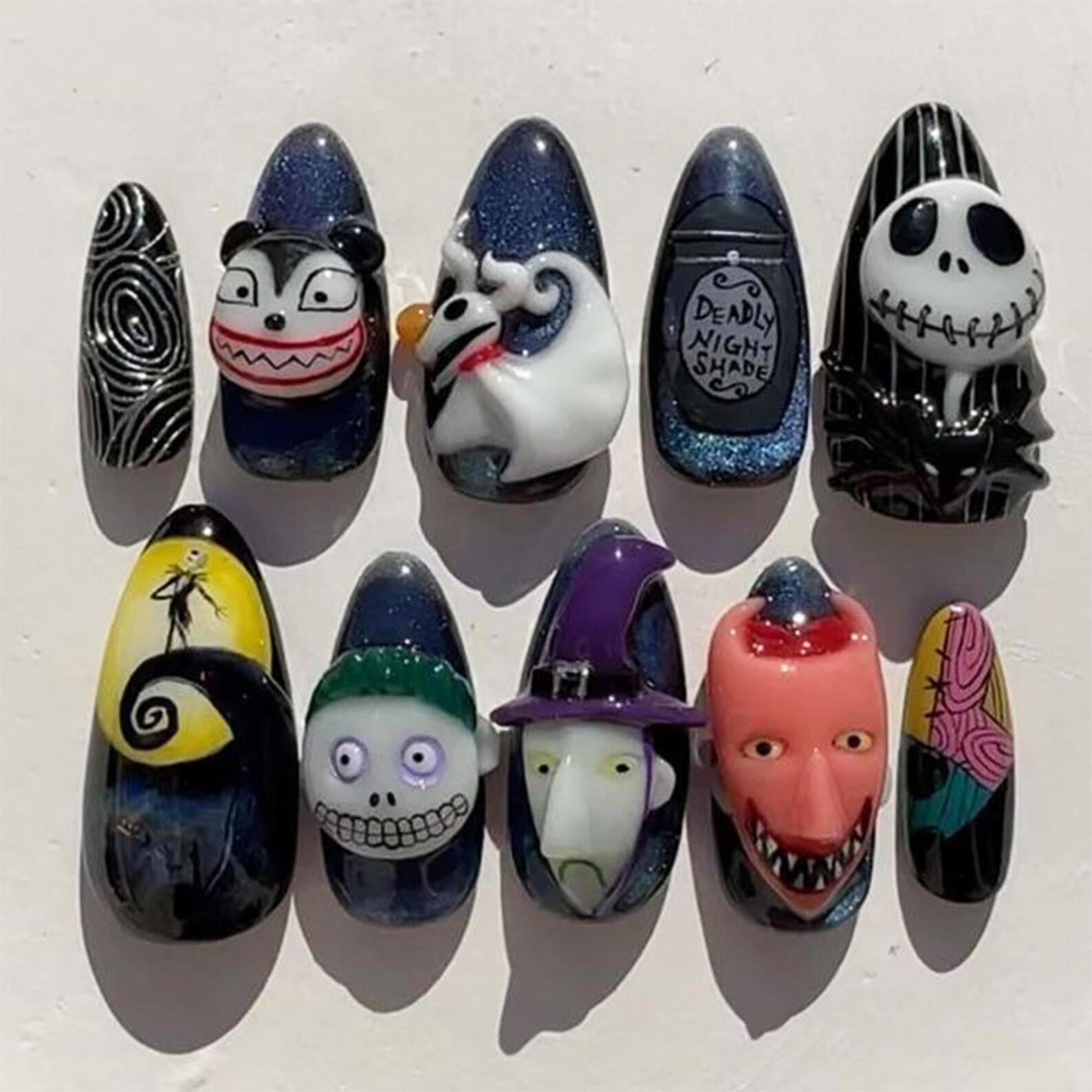 3D Spooky Faces Nightmare Halloween Press-On Nails Set