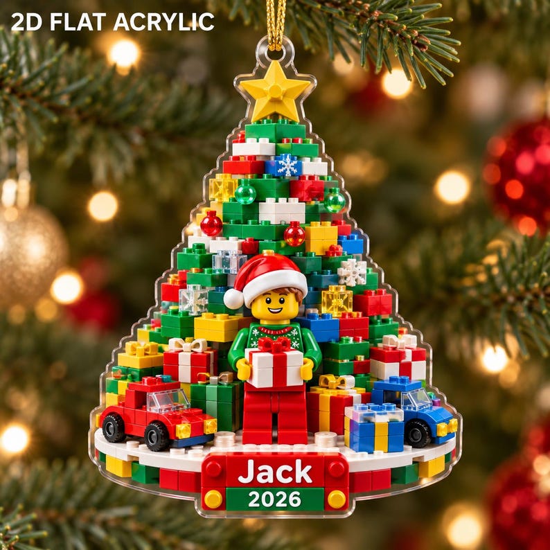 Personalized Building Block Christmas Ornament