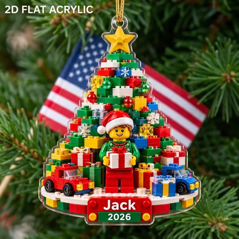Personalized Building Block Christmas Ornament
