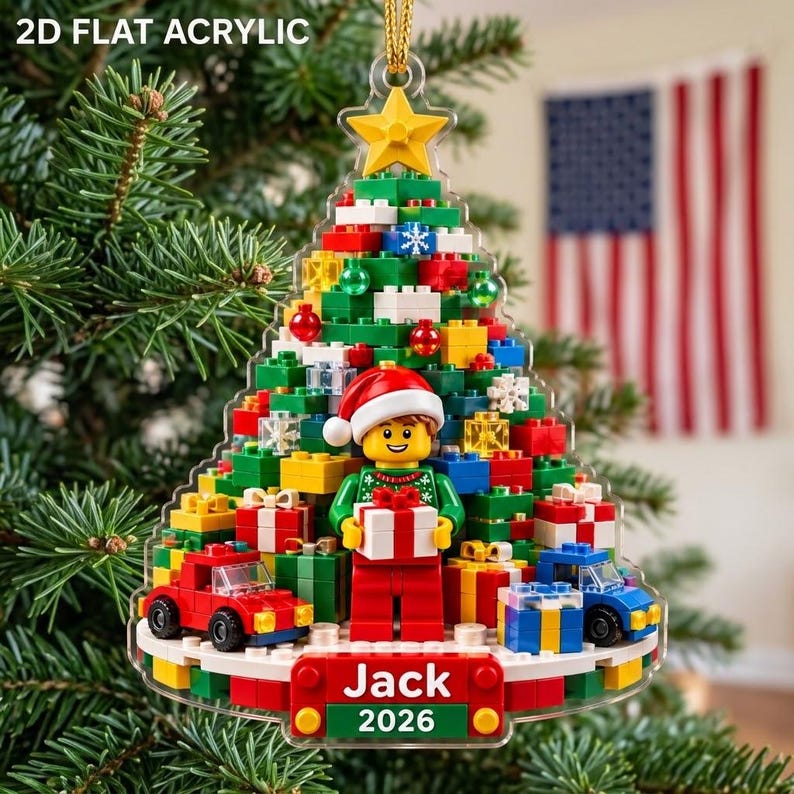 Personalized Building Block Christmas Ornament