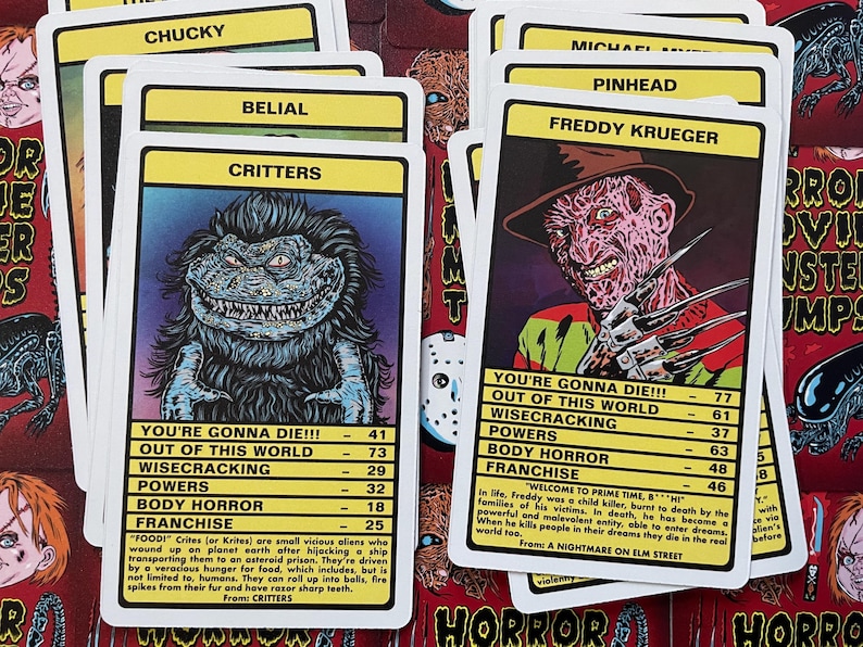 Horror Movie Monster Trumps Card Game