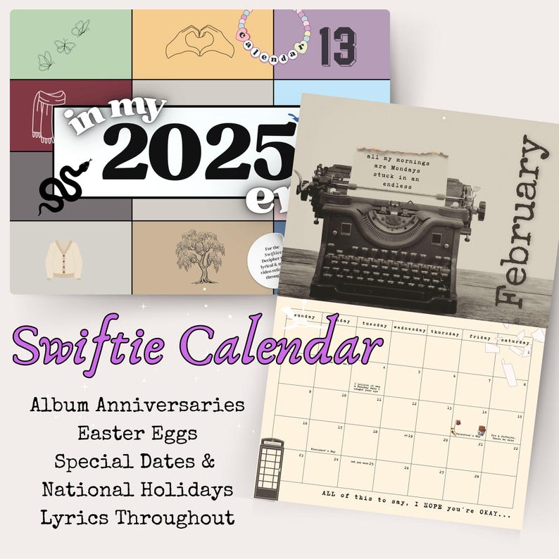 Taylor 2025 Lyrical & Easter Egg Wall Calendar