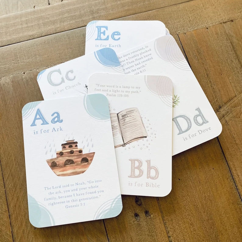 Scripture Alphabet Flash Cards - ABC Preschool Cards Set - CollectibleJoy