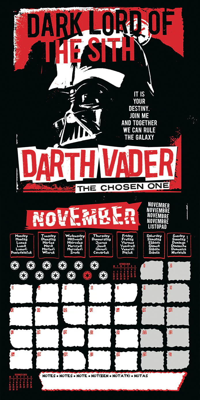 Star Wars (Villains) 2025 Calendar