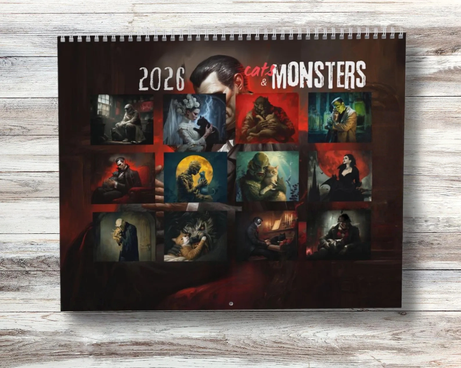  2026 Funny Gothic Horror & Cats Calendar