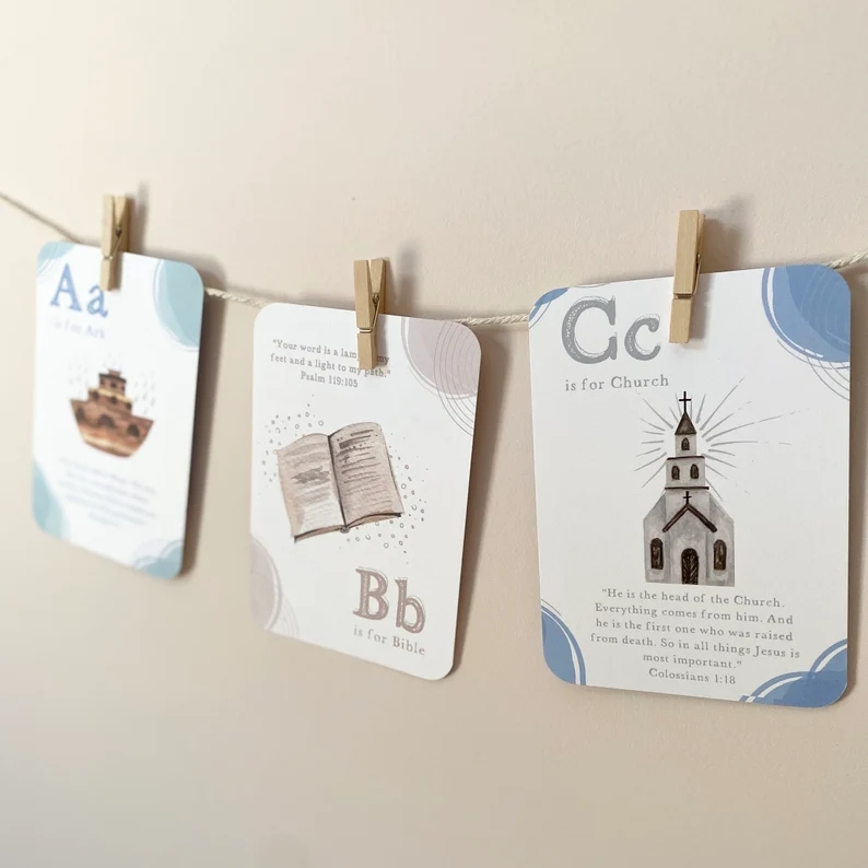 Scripture Alphabet Flash Cards - ABC Preschool Cards Set - CollectibleJoy