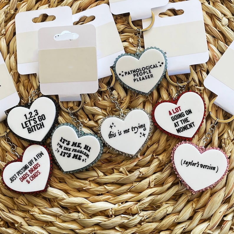 Taylor Lyrics Quote Heart Keychain