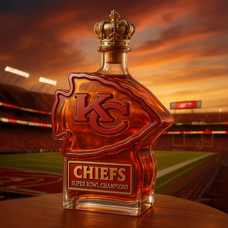 NFL & MLB Team Logo Whiskey Bottle | Chiefs, Yankees, Vikings & More