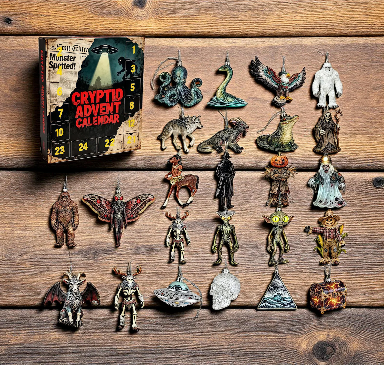 Cryptid Advent Calendar 2025: 24 Days of Horror Ornaments
