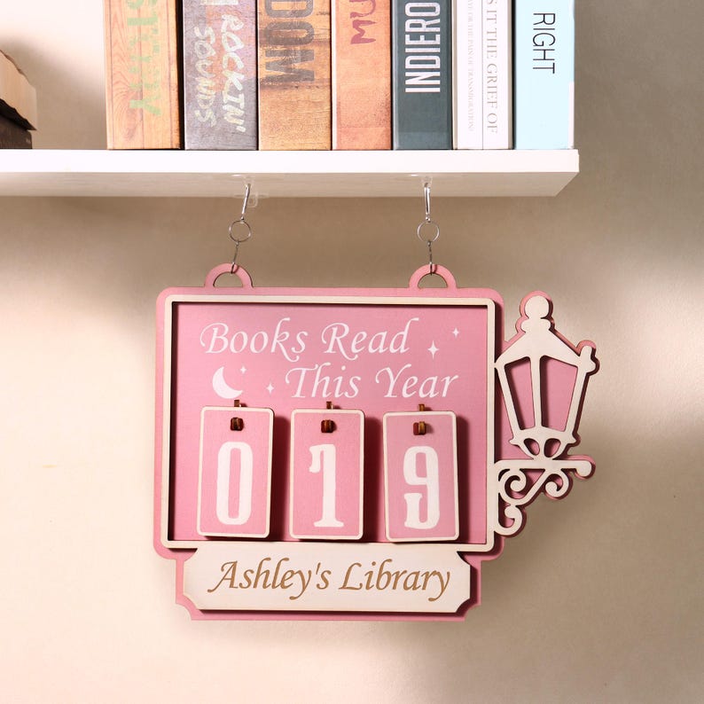 Personalized Wooden Book Read This Yeaer Tracker