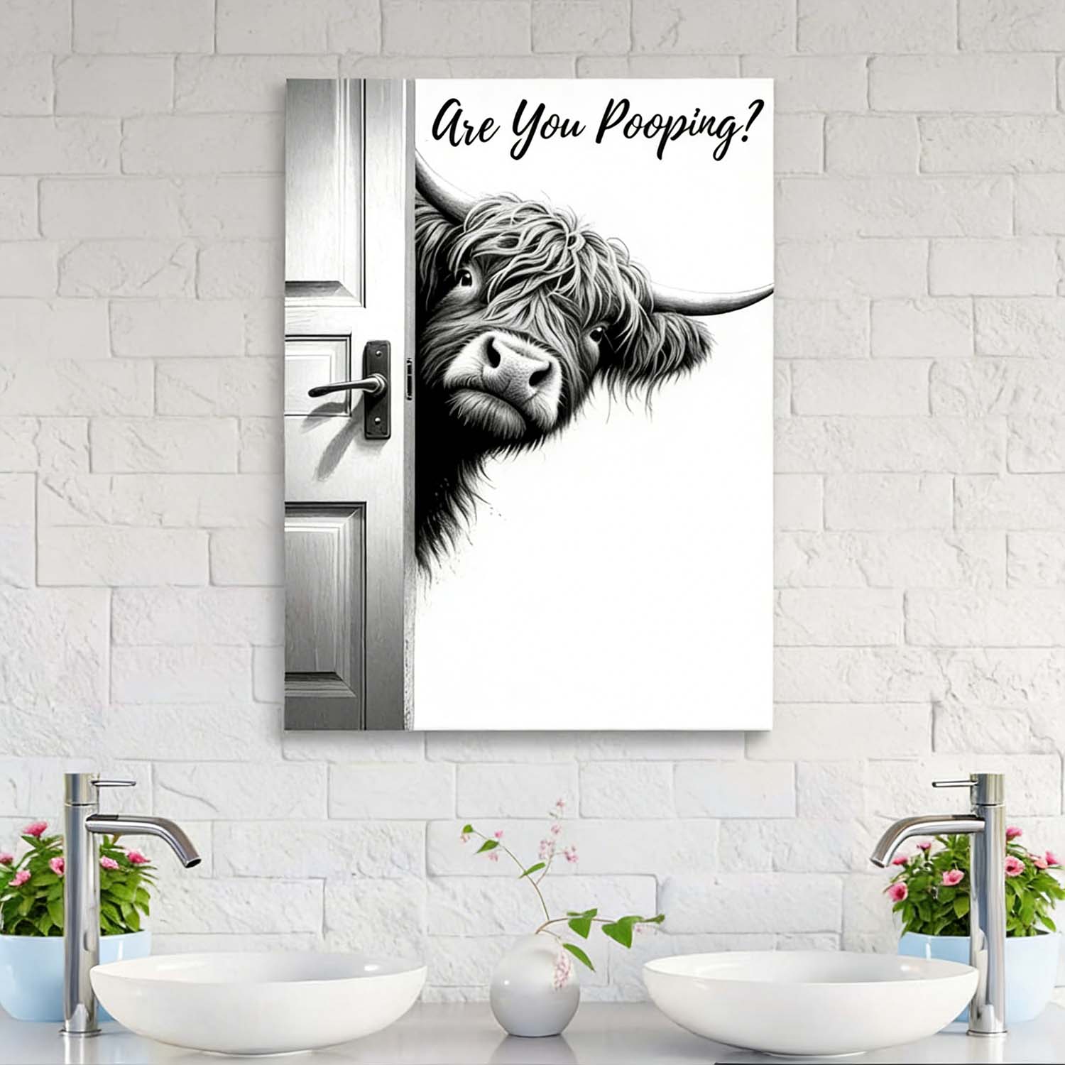 Vintage Highland Cow - D581- Gallery Wrapped Canvas Prints