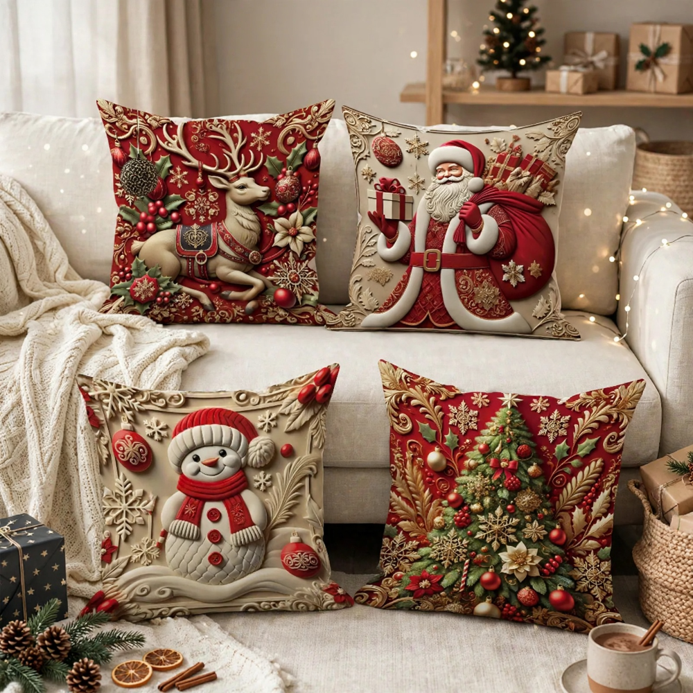 4-Piece Christmas Pillow Cover Set - PC013