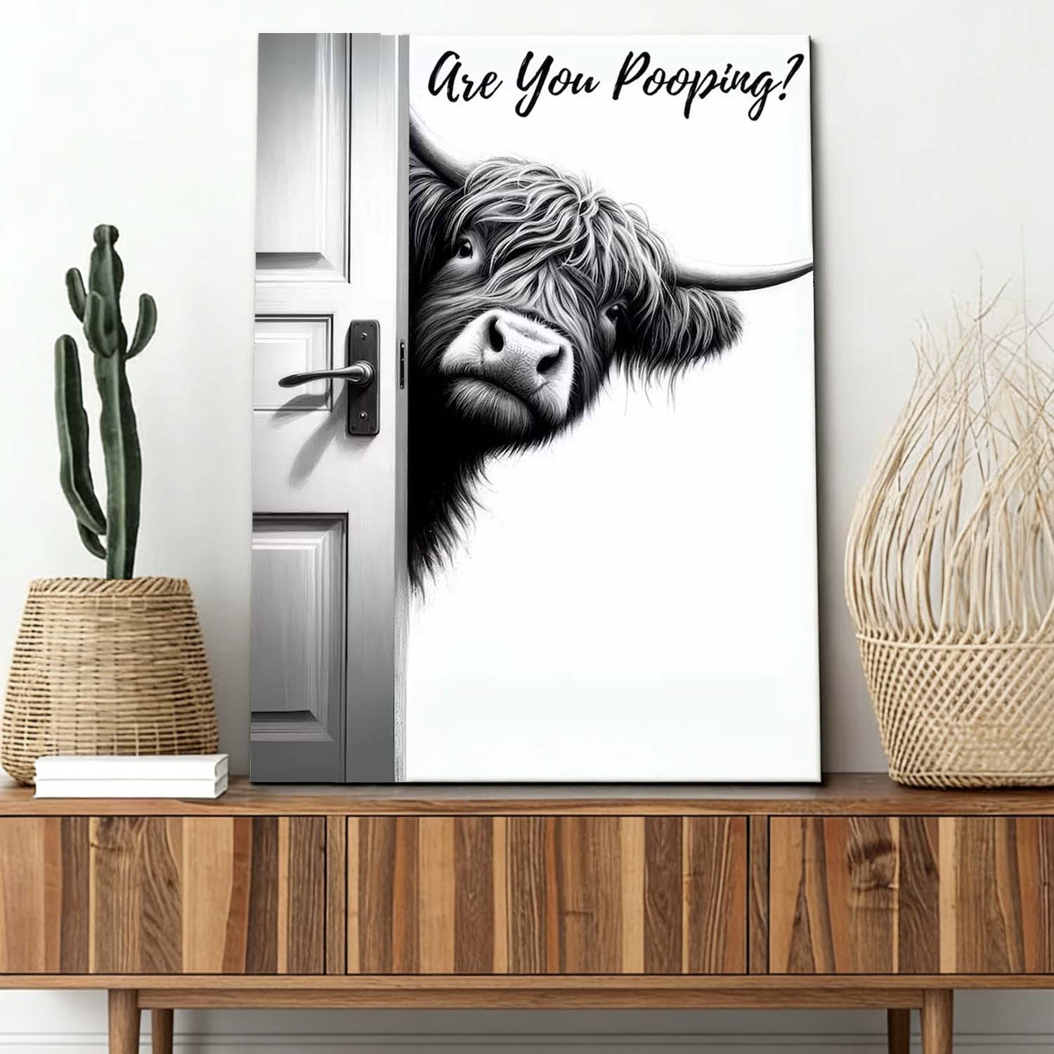 Vintage Highland Cow - D581- Gallery Wrapped Canvas Prints